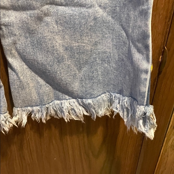 Risen Light Blue Flare Jeans with Fringe Hem - Picture 4 of 9